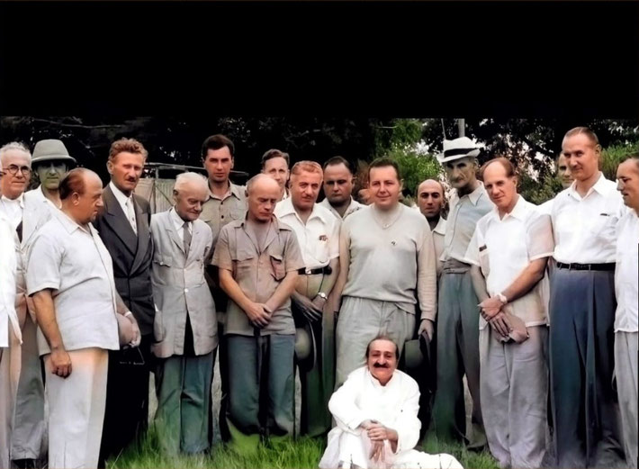 This is colourized version of the photo above. Frank is on the far right. Colourization by Narendra Gandhi.