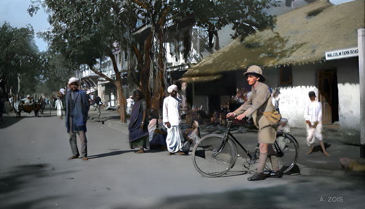 1919 : Malcolm Tank Road, Poona scene. Image rendered by Anthony Zois.