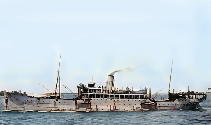 S.S. Barjora, the ship that made the return voyage to Karachi. Image rendition by Anthony Zois.