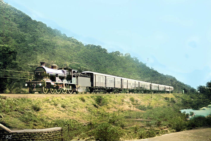 Bombay-Poona Mail train. Image rendition by Anthony Zois.
