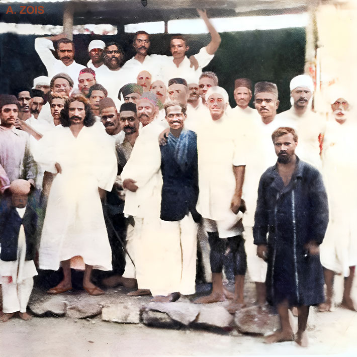  21st March 1926 : 1926. Meher Baba and followers. Image enhanced by Anthony Zois. 
