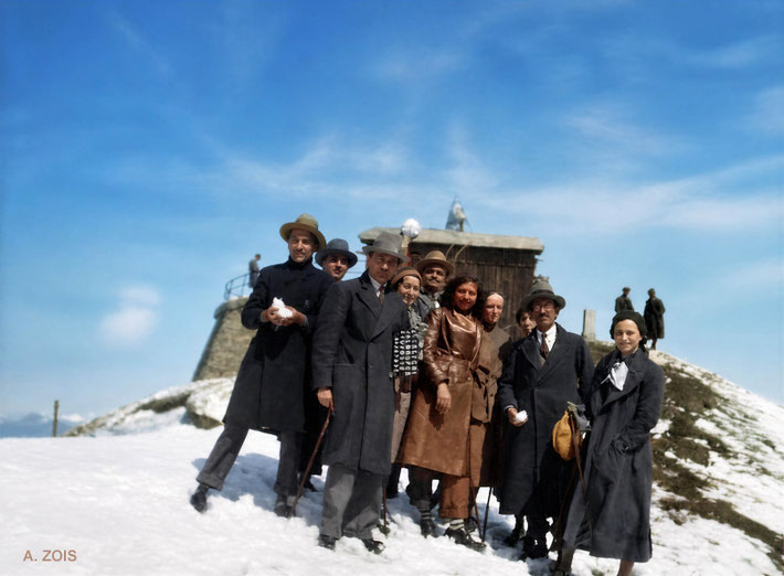 1932 : Meher Baba and his mandali in Switzerland. Image rendition by Anthony Zois.