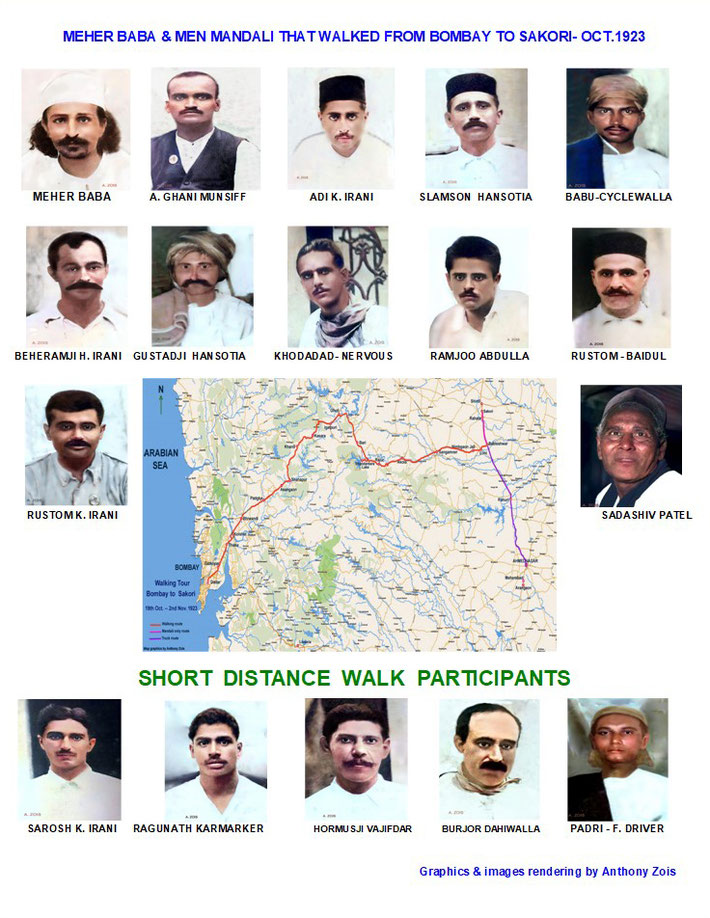 October 1923 : Walking tour from Bombay to Sakori, India. Graphics & renditions by Anthony Zois.