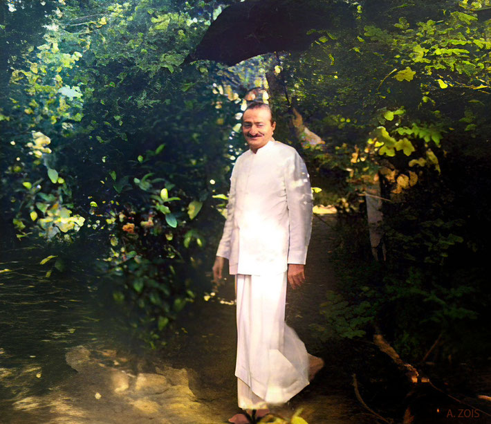 1952 : Meher Baba at the Meher Center, Myrtle Beach, SC. Image rendition by Anthony Zois.