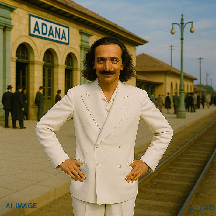 This AI image shows Meher Baba at Adana, Turkey. Image produced by Anthony Zois. 