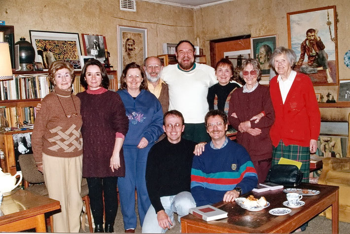 Melbourne Baba group meeting at Betty's home. Betty ( far left ).