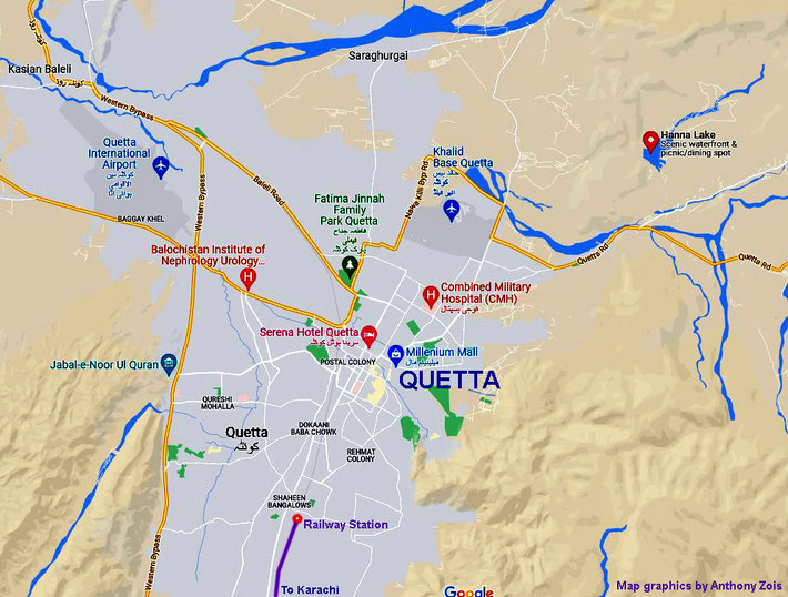 Map of Quetta. Map graphics by Anthony Zois.