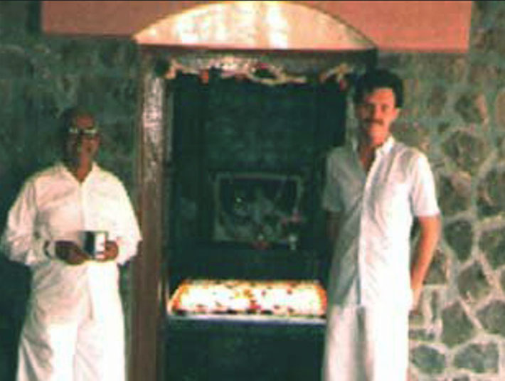 Theus with Nana Kher at Meher Baba's tomb in U.Meherabad, India.
