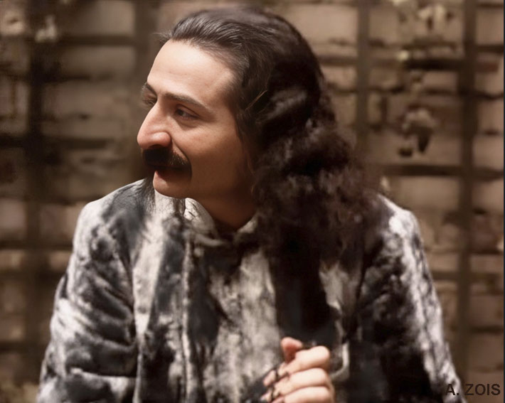 1932 : Meher Baba at the Stoke's home in Greenwich Village, NY. Image rendition by Anthony Zois. BP