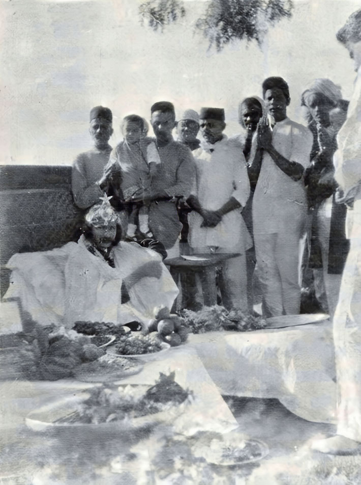 1926. Meher Baba and followers. Image enhanced by Anthony Zois.