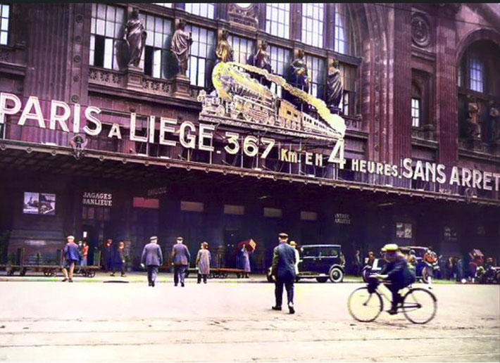 Paris - North Station -Gare du Nord-1930, Paris. Image coloured by A. Zois.