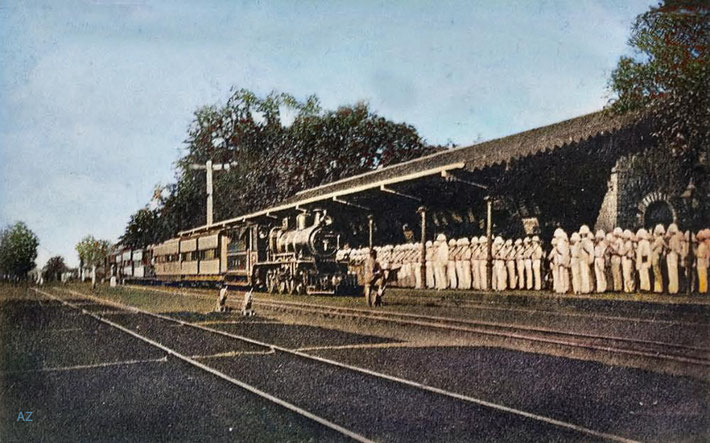 1910s - A Guard of Honour at Belgaum Railway Station. Image rendition by Anthony Zois.
