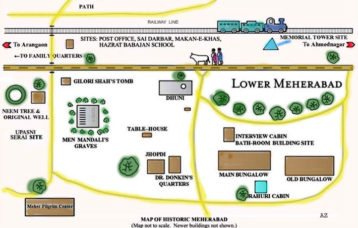The Memorial Tower is located at the top R/H side of the map