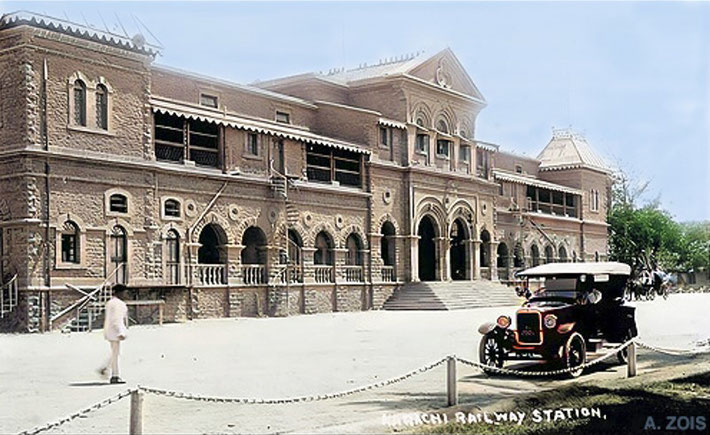  1930s : Karachi Railway Station. Image rendered by Anthony Zois.