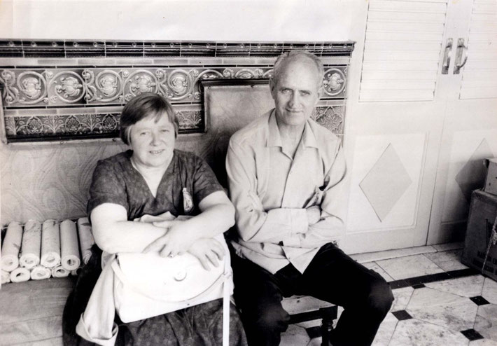Guruprasad, Poon India. Clarice Adams seated with Dr. Denis O'Brien