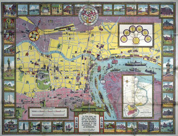 Picturesque map of Shanghai in the 1930s