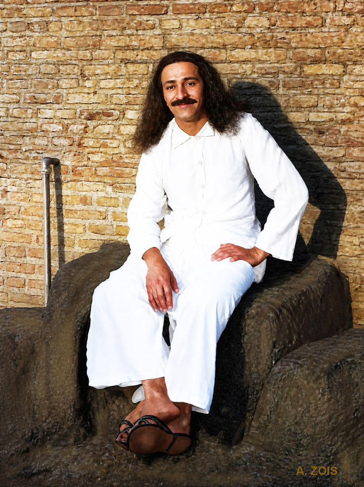 43.  Mid-1930s : Meher Baba sitting outside the kitchen at Upper Meherabad, India. BP