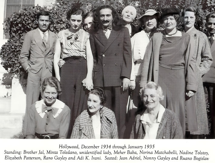 December 1934 - Jan.'35 : Meher Baba in Hollywood, California with his followers. Image enhanced by Anthony Zois.