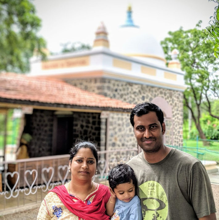 Bhanu and his family at Meher Baba's Samadhi at Meherabad, India.