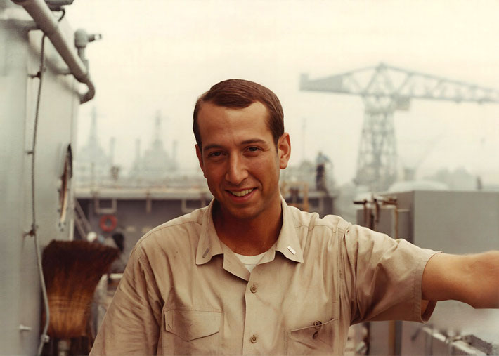 Lt. Hugh Flick on board a US Navy ship.