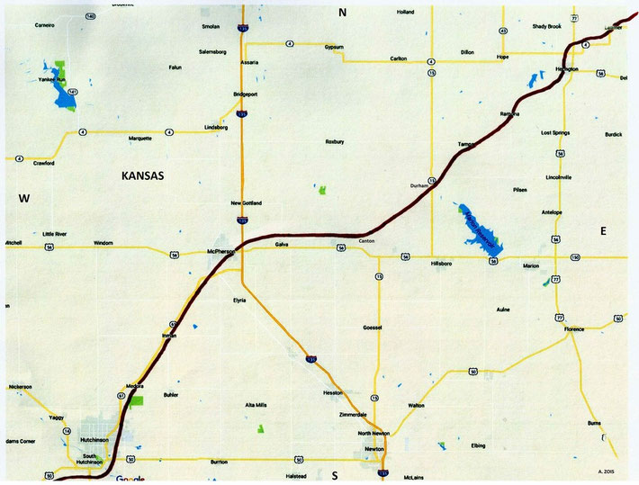 1932 : Kansas State Rail Routes ( close up )