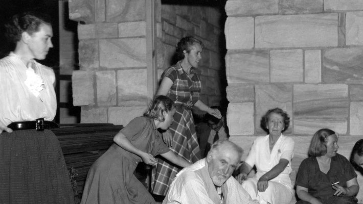 Mid- 1950s : May ( left ) with others at Meher House at Beacon Hill during its construction.