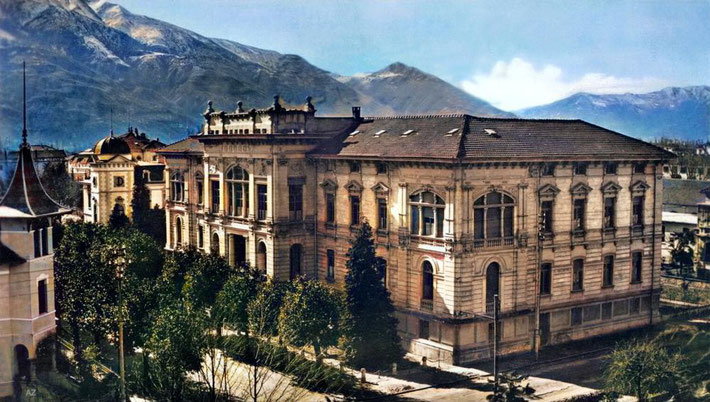 Locarno - Palais de Justice - Siege de la Conference, 1925. Image colourized by Anthony Zois.