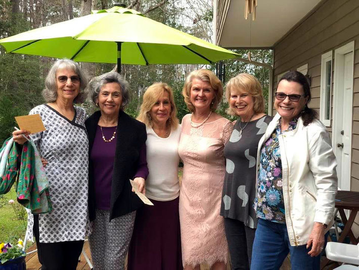 Andrea ( far left ) in Myrtle Beach with locals