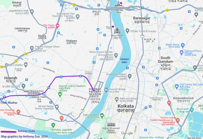 Map showing parts of Howrah & Calcutta. Map graphics by Anthony Zois.