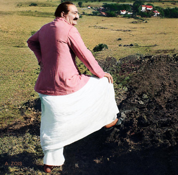 28.  Meher Baba on Seclusion Hill, Meherazad, India. BP