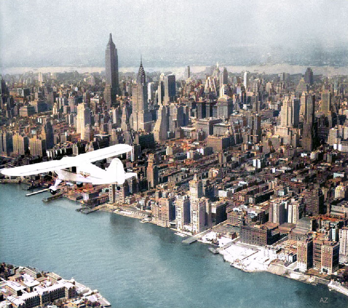  1934 - NYC aerial view.   Image rendition by Anthony Zois.