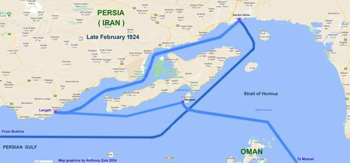 Map showing the ship routes in the Strait of Hormuz. Map graphice by Anthony Zois.