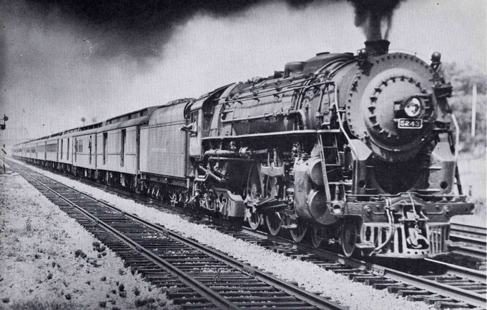 Typical steam loco of the 20th Century Line pulling Pullman carriages away from Harmon.
