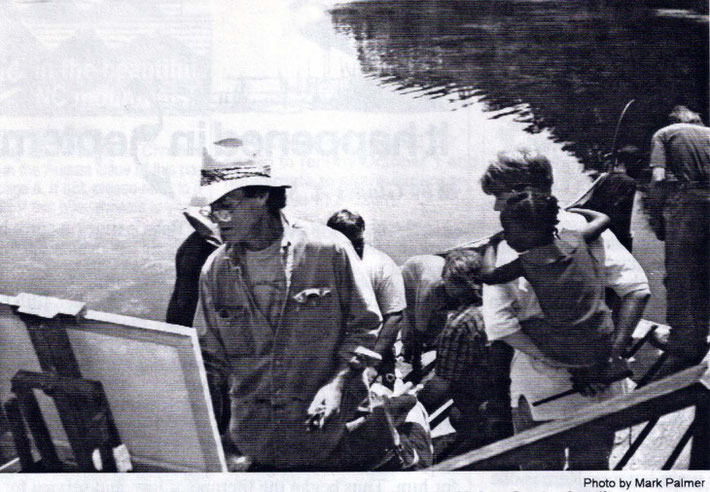 September 1995 : David painting the boathouse at the Meher Center, SC. See painting above.