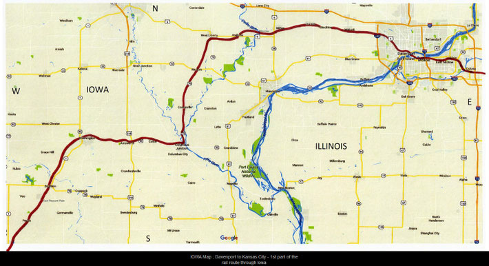 1932 : Illinois & Iowa State Rail Route ( close up )
