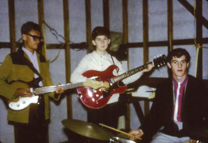 1960s - George playing the red guitar in his band in Brisbane.