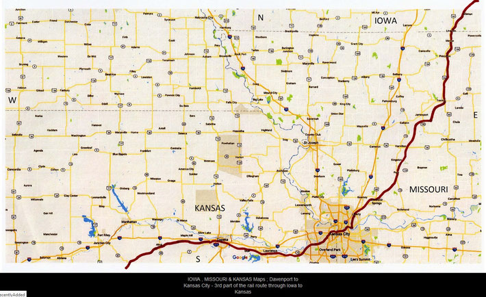 1932 : Missouri & Kansas State Rail Routes ( close up )