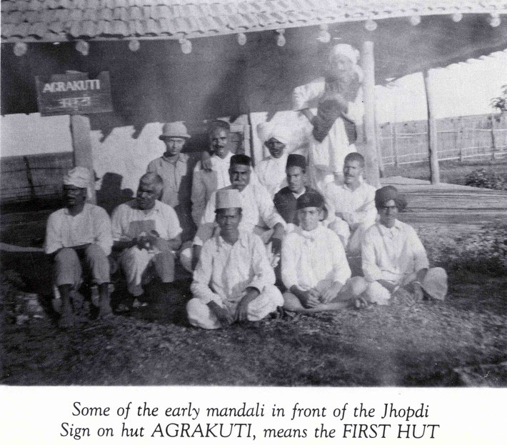 Courtesy of Lord Meher  Vol.3  - p. 740. Khodu sitting in the back row., in Lower Meherabad, India.