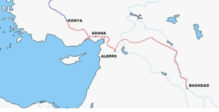 1936 : Taurus Express route from Baghdad to Instanbul via Aleppo, Syria. A. Zois map.