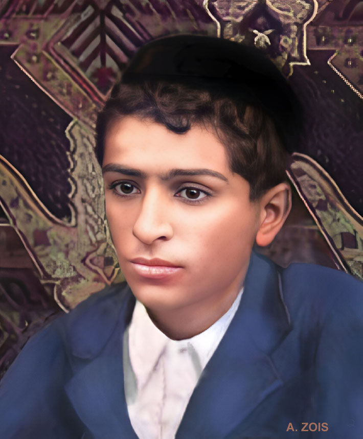 55A. 1910. Close-up of young Merwan Irani, Poona, India