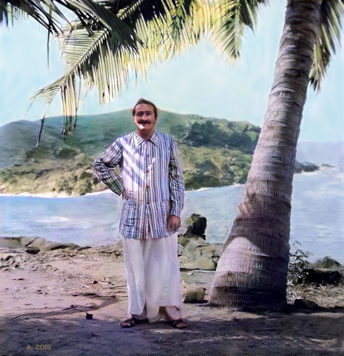 Baba in Goa, India ; April 1940. Photographer Elizabeth Patterson. Image rendition by Anthony Zois.