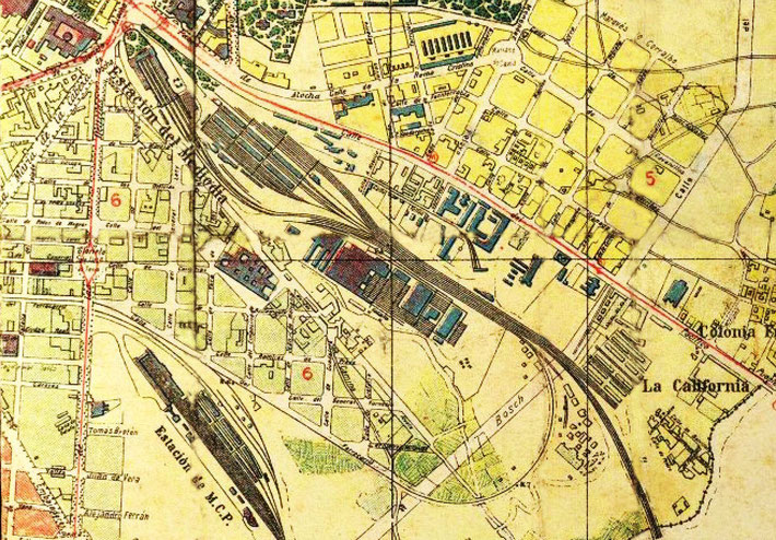 1930 - Plano nuevo de Madrid. Madrid Central Railway Station. Enhnced by A. Zois.