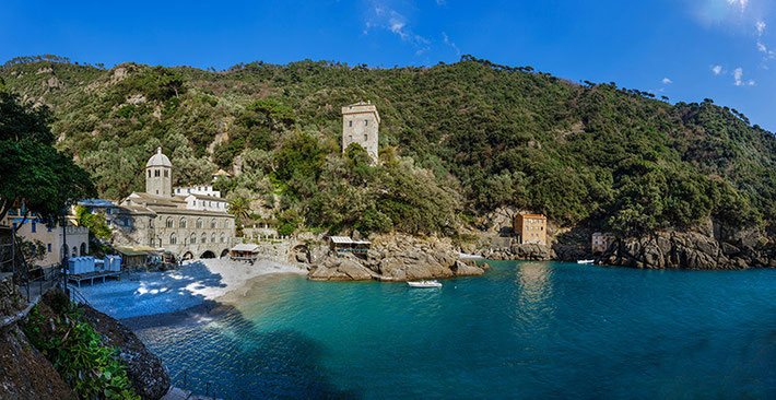The Basilica of San Fruttuoso in Camogli, Italy