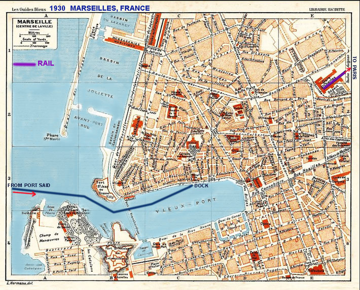 1930s Map of Marseilles, France.