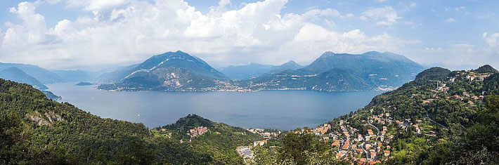 Panoramic view of Lake Como, Switzerland & Italy.
