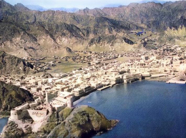 Early 1900s ; Aerial view of Muscat, Oman. Image rendition by Anthony Zois.