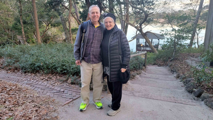 Feb. 2024 : Dick with his wife Bronia on the Meher Center, Myrtle Beach, Sth. Carolina. Photo taken by Anthony Zois.