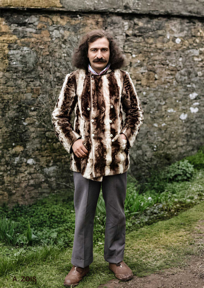 April 1932. Meher Baba at East Chalacombe, England. Image rendition by Anthony Zois.