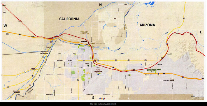 1932 : Arizona & California State Rail Routes ( close up )