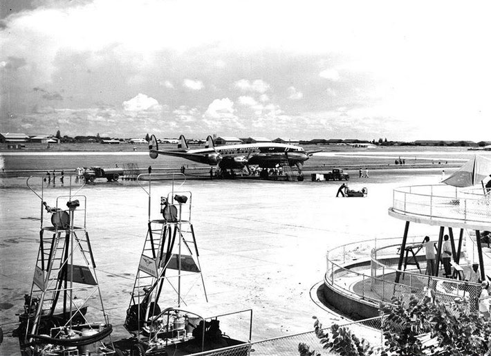 KLM Royal Dutch Airlines Lockheed Constellation, Kemayoran Airport, Jakarta, Indonesia mid 1950s.